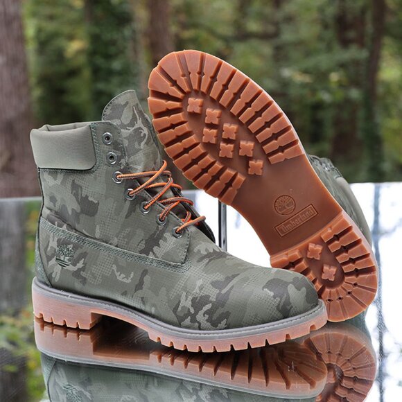 Timberland 6 Inch Premium Green Camouflage Boots - Picture 3 of 16